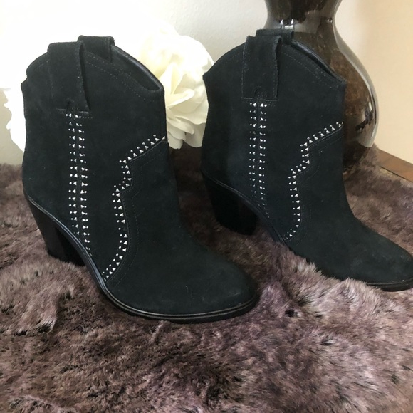 New Joie Monte Black Suede bootie Studded Cowboy size 35.5 - Picture 4 of 4